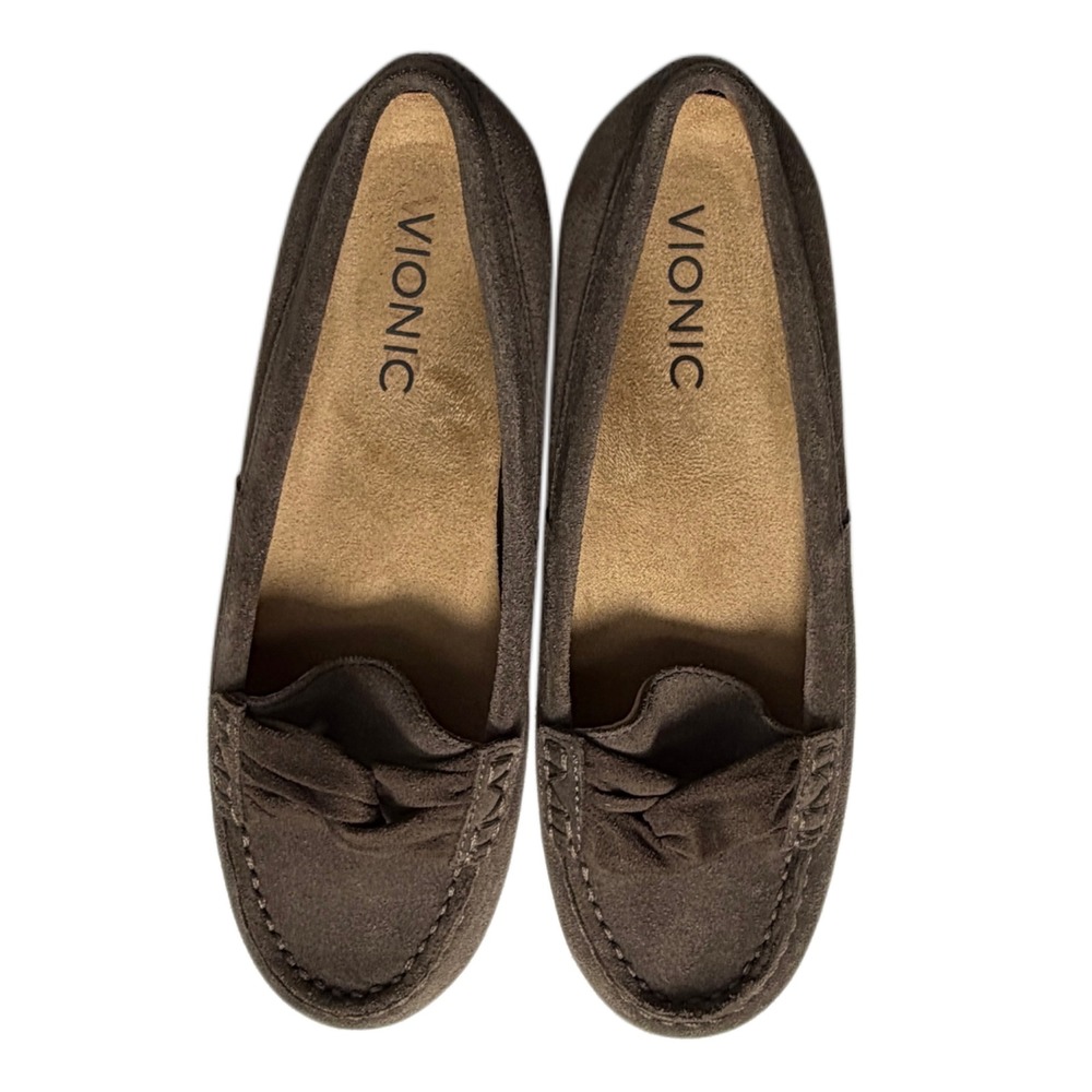 Vionic Norah Suede Moccasins Loafers Taupe Brown‎ Women's Size EU 37 Orthotic
